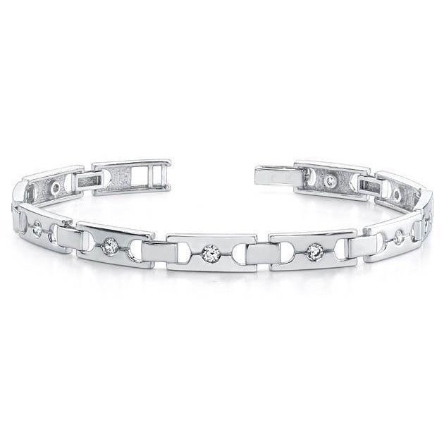 60138 2 CT Round Diamond Gents White Gold Mens Bracelet