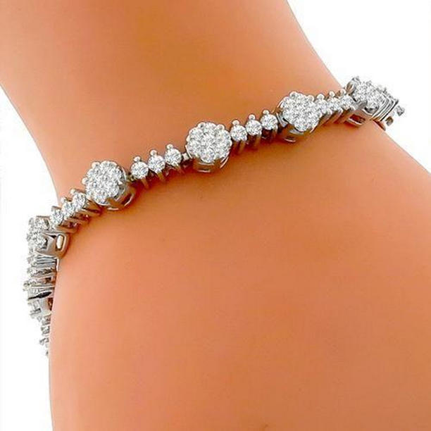 60142 5 CT Round Brilliant Cut Ladies Diamond Tennis Bracelet, White Gold