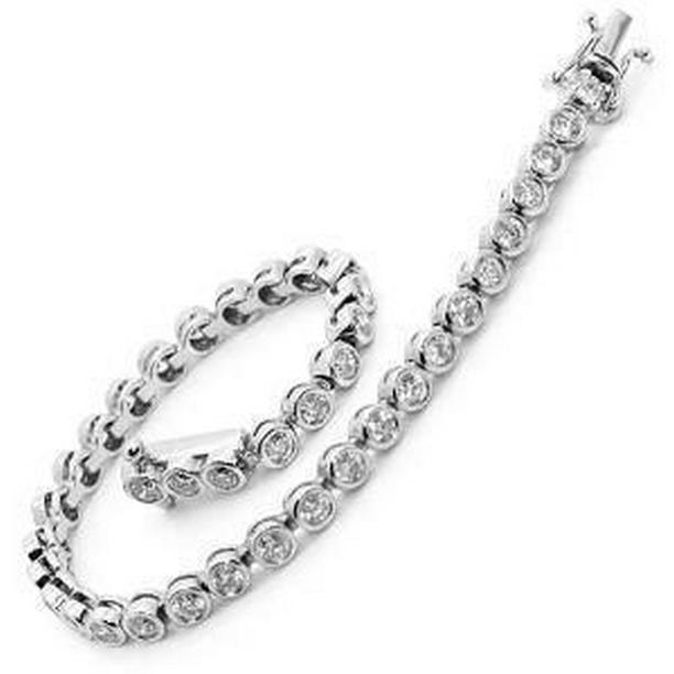 60145 5.70 CT Round Diamond Solid 14K White Gold Diamonds Tennis Bracelet