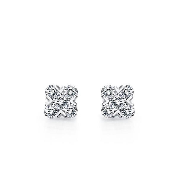 14K White Gold 4 CT Round Cut Diamonds Stud Earrings
