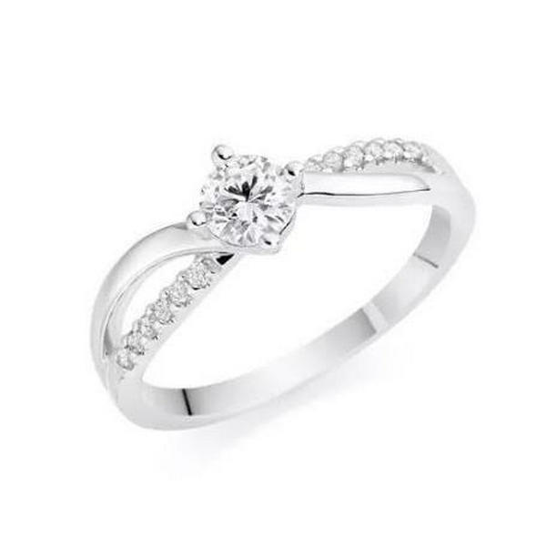 60954 Round 1.60 CT Diamond Twisted Shank Engagement Ring, White Gold - Size 6.5