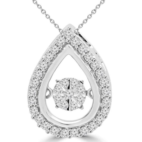 60968 Ladies 5.40 CT Round Cut Diamonds Pendant Necklace, 14K White Gold