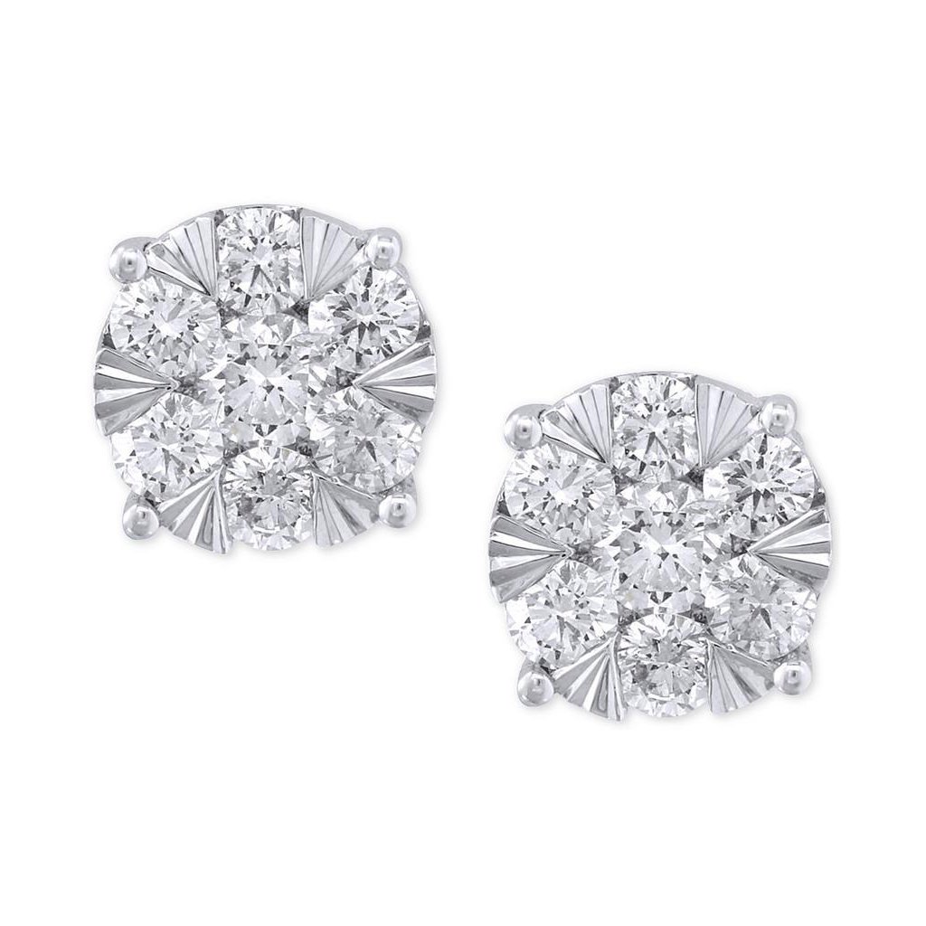60998 4.60 CT Round Cut Sparkling Diamonds Ladies Stud Earring, White Gold