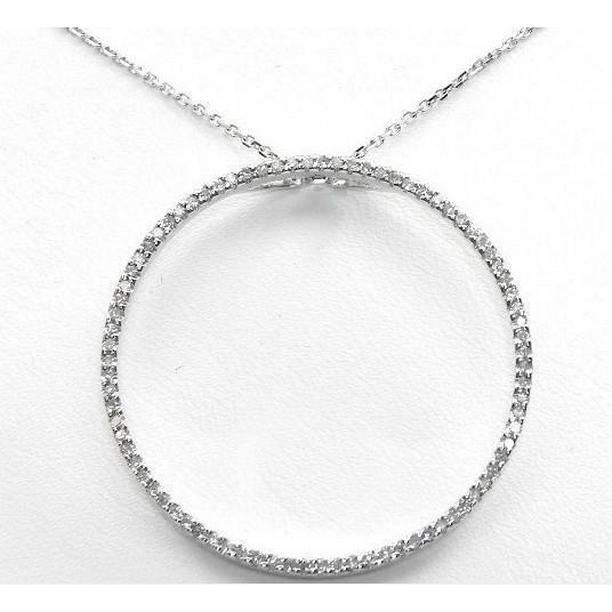 61001 1.70 CT Round Brilliant Cut Diamonds Necklace Pendant, 14K White Gold