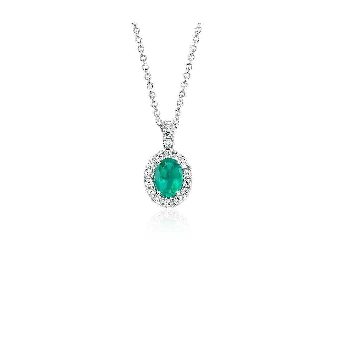 Picture of Harry Chad Enterprises 61715 6.50 CT Green Emerald & Diamond Gemstone Pendant with Chain