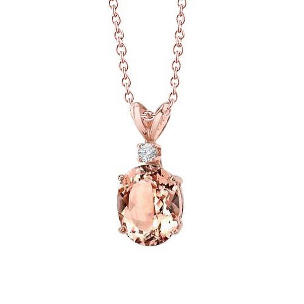 Picture of Harry Chad Enterprises 61721 14K Rose Gold 24.25 CT Big Morganite with Small Diamond Pendant