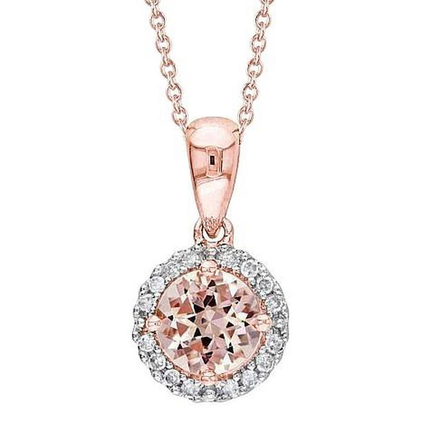 Picture of Harry Chad Enterprises 61727 17.25 CT Round Cut Morganite with Diamonds Pendant&#44; 14K Rose Gold