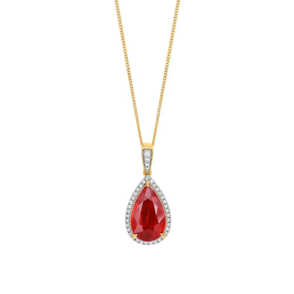 Picture of Harry Chad Enterprises 62295 14K Yellow Gold 4.50 CT Ruby & Diamonds Pendant Necklace