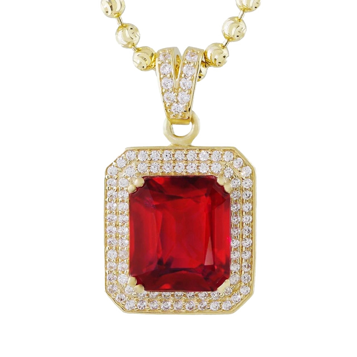Picture of Harry Chad Enterprises 62298 Ruby with Diamonds 11.20 CT Pendant Necklace&#44; 14K Yellow Gold