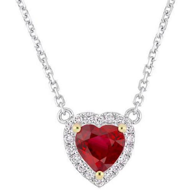 Picture of Harry Chad Enterprises 62306 Two Tone Gold 14K 5.65 CT Ruby & Diamonds Pendant Necklace