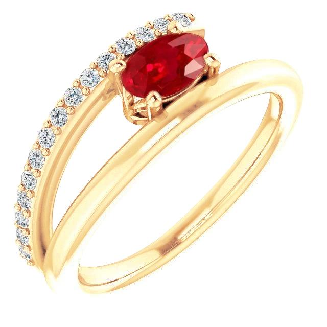 62312 14K Yellow Gold Ruby & Diamonds 2.60 CT Ring, Size 6.5