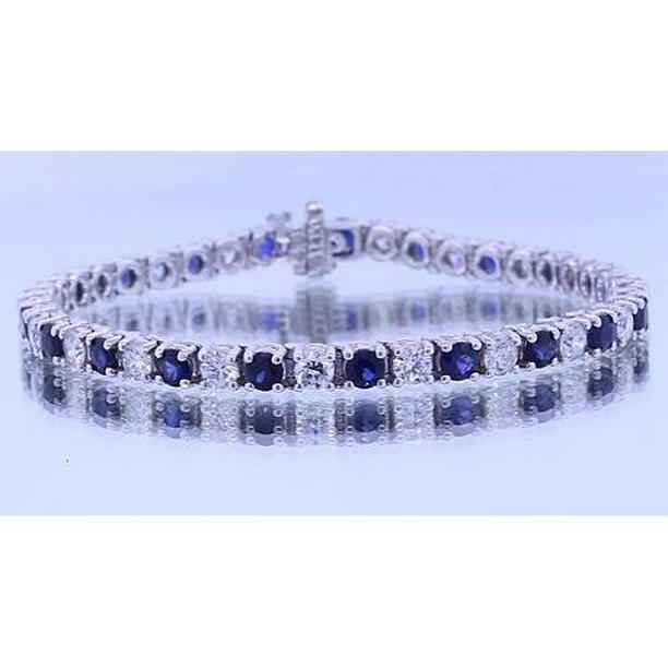 Picture of Harry Chad Enterprises 62319 10.35 CT Round Blue Sapphire Stones Tennis Bracelet Prong Set