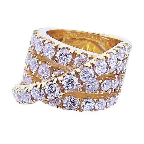 62321 3.57 CT Vintage Type Diamond Round 14K Yellow Gold Fancy Ring, Size 6.5