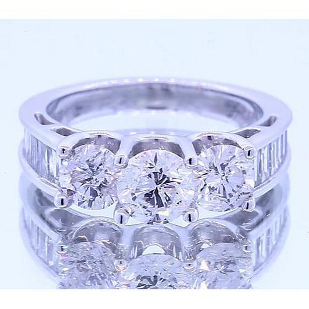 62322 2.50 CT Round 3 Stone Diamond Engagement Ring, 14K White Gold - Size 6.5