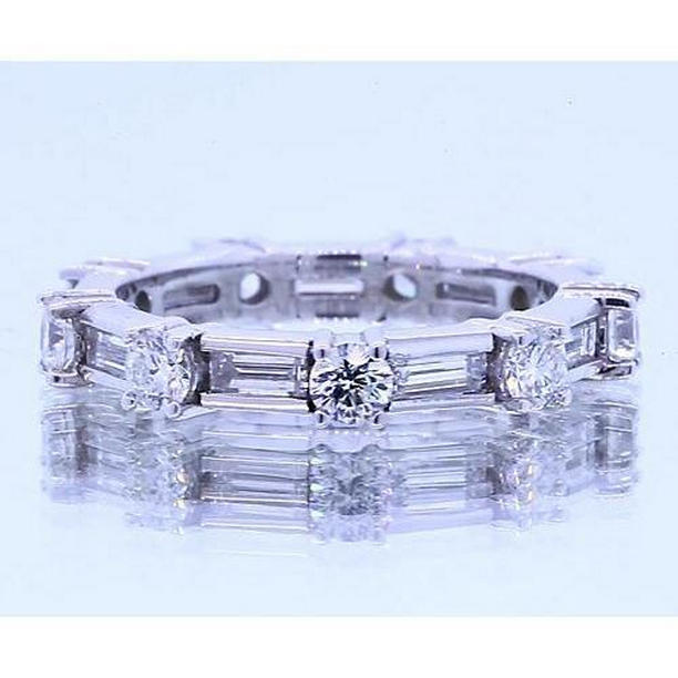 62340 2.70 CT Round Diamond & Baguettes Anniversary Band, Size 6.5