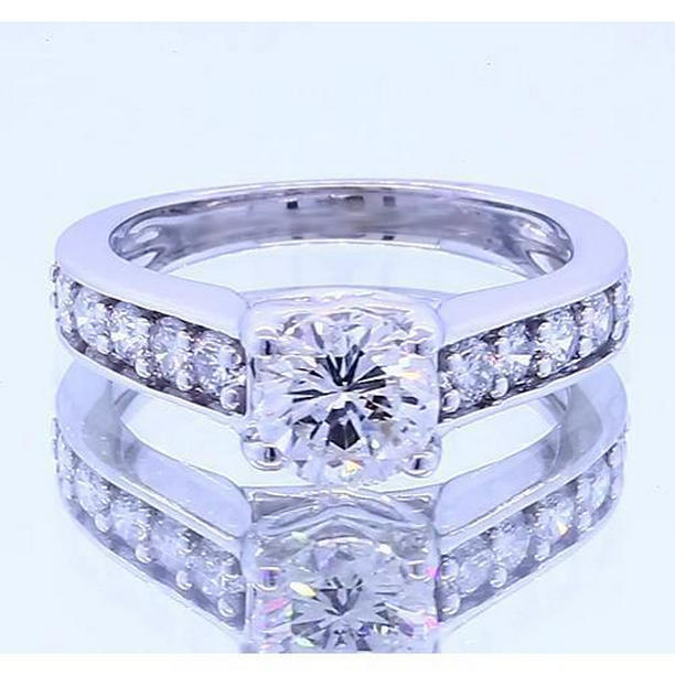62341 Round Diamond 2 CT Channel Set Engagement Ring, 14K White Gold - Size 6.5