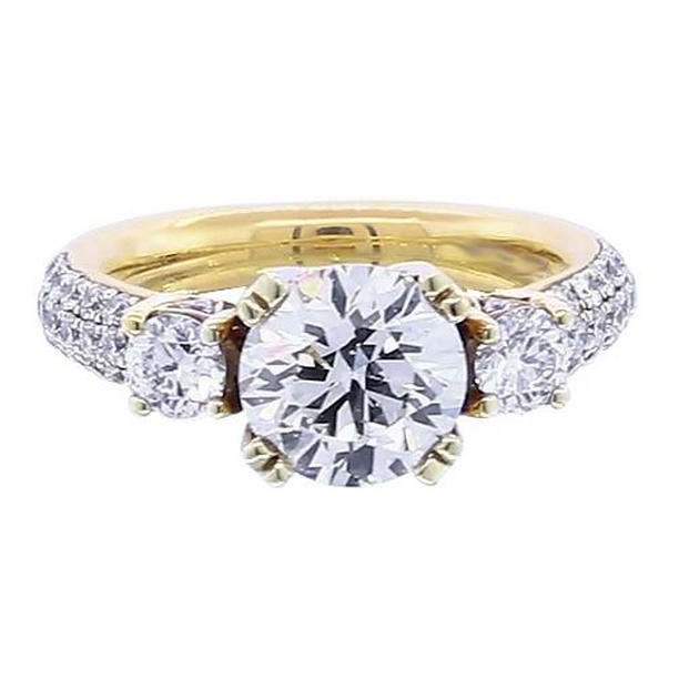 Picture of Harry Chad Enterprises 62349 3.50 CT Diamond Round Engagement Ring&#44; 14K Yellow Gold - Size 6.5