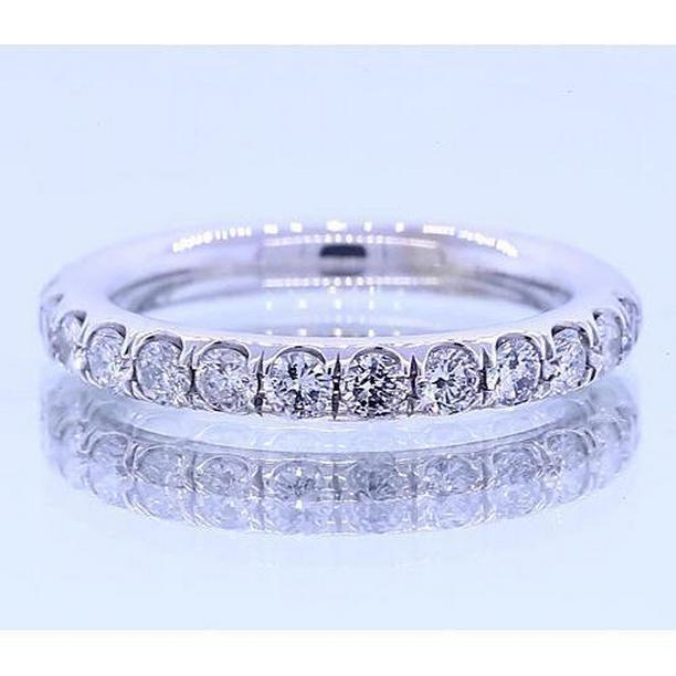 62352 1.30 CT Pave Setting Style Round Diamond Half Eternity Band, Size 6.5