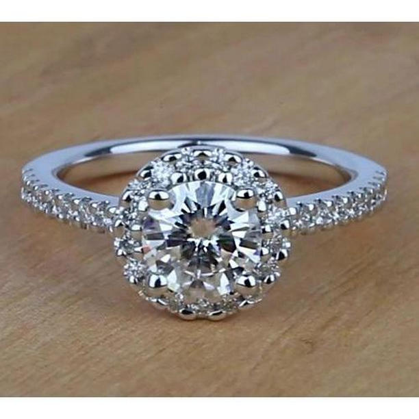 Picture of Harry Chad Enterprises 62354 1.58 CT Halo Round Diamond Engagement Ring, 14K White Gold - Size 6.5