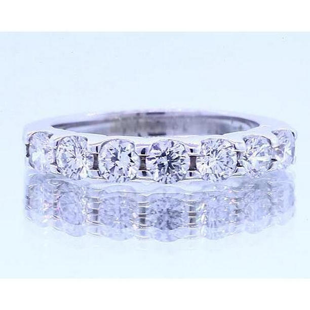 62361 2.10 CT Round Diamond Anniversary Band, 14K White Gold - Size 6.5
