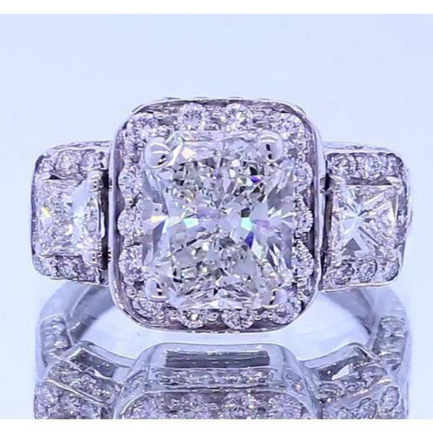 62372 Vintage Inspired 3.50 CT Cushion Diamond Anniversary Ring, Size 6.5