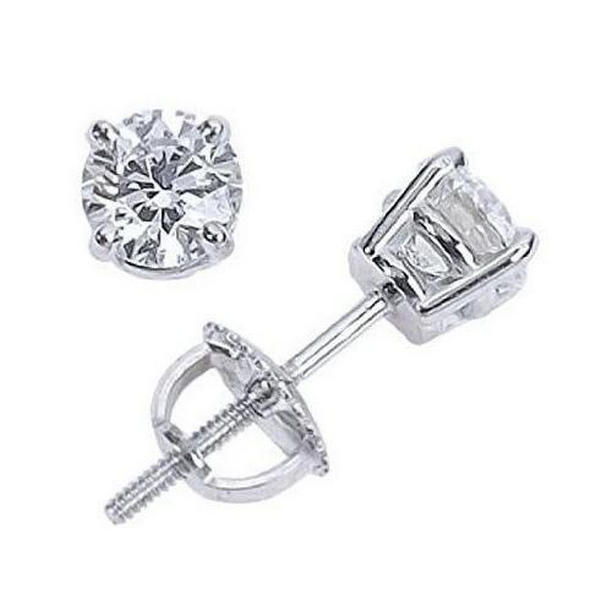 62981 Round Cut Diamond 2.30 CT Lady White Gold Fine Stud Earring