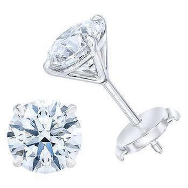 62984 Round Pair 2.40 CT 14K White Gold Fine Diamond Stud Earring