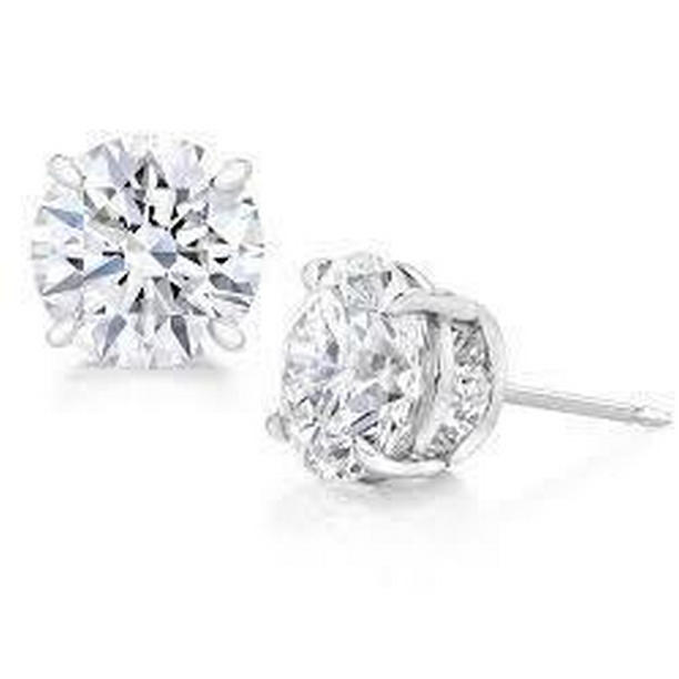 1.70 CT Solitaire Diamond Stud Earring, 14K White Gold