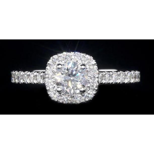 63009 1.84 CT Halo Setting Engagement Ring, 14K White Gold - Size 6.5