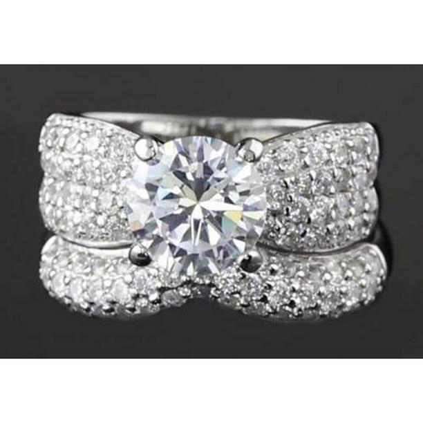 Picture of Harry Chad Enterprises 63014 5.50 CT Ribbon Anniversary Engagement Ring Set&#44; 14K White Gold - Size 6.5