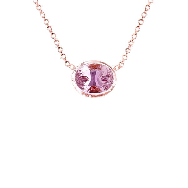 Picture of Harry Chad Enterprises 63038 10 CT 14K Rose Gold Pink Kunzite Gemstone Solitaire Pendant