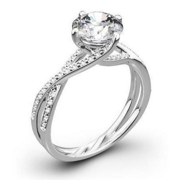63797 2.10 CT Womens Diamond Engagement Ring, 14K White Gold - Size 6.5