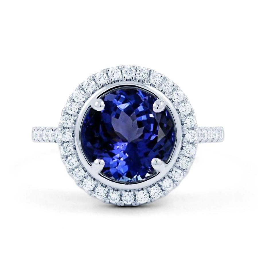 63827 4.25 CT Tanzanite & Diamonds Ring, 14K White Gold - Size 6.5