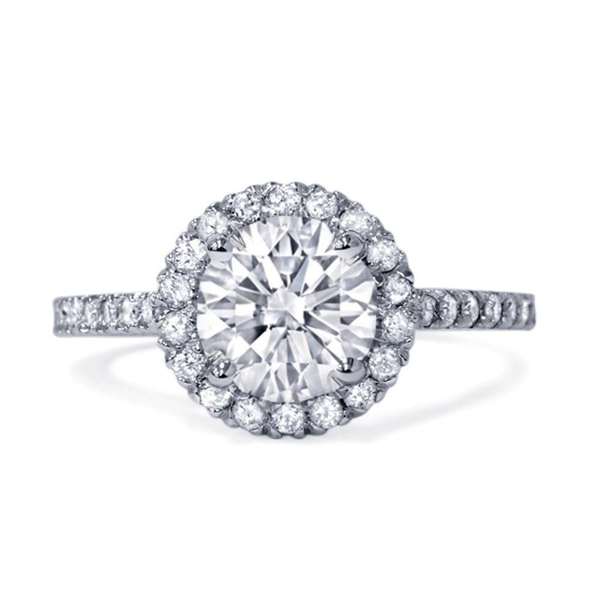 63835 2.25 CT Round Halo Diamond Wedding Ring, 14K White Gold - Size 6.5