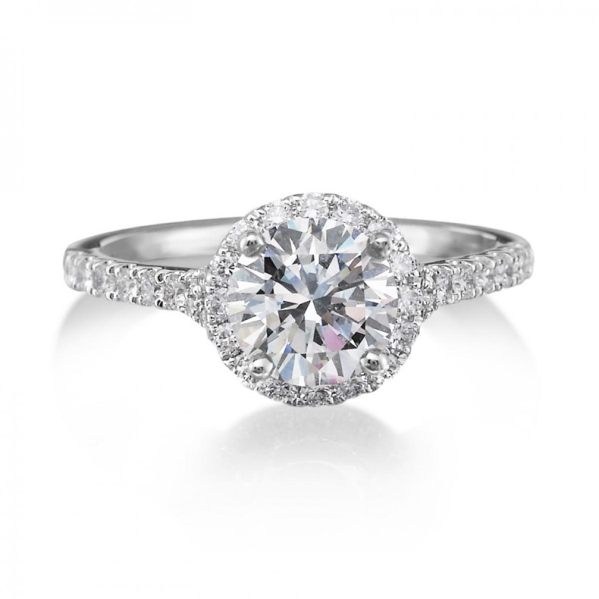 Picture of Harry Chad Enterprises 63852 1.36 CT Halo Diamond Engagement Ring, 14K White Gold - Size 6.5