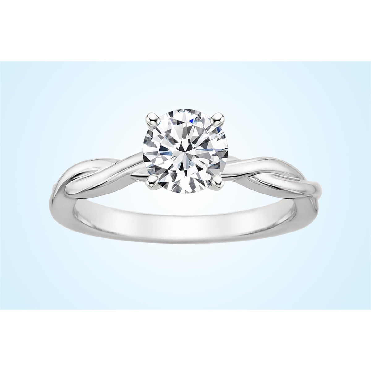64441 1 CT Solitaire Round Cut Diamond Wedding Ring, 14K White Gold - Size 6.5