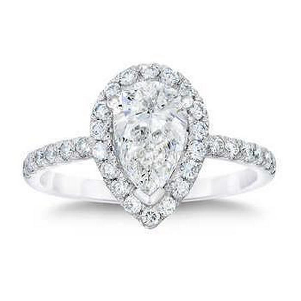 Picture of Harry Chad Enterprises 64445 1.45 CT Pear & Round Halo Diamond Engagement Ring&#44; Size 6.5