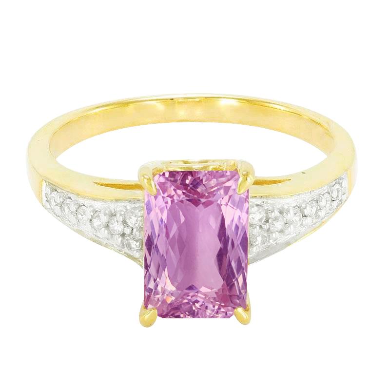 Picture of Harry Chad Enterprises 64462 20.70 CT Pink Kunzite & Diamonds Two Tone 14K Gemstone Ring&#44; Size 6.5
