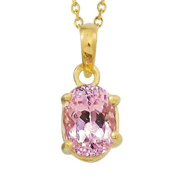 Picture of Harry Chad Enterprises 64472 23 CT Pink Oval Cut Kunzite Solitaire Necklace Pendant&#44; Yellow Gold