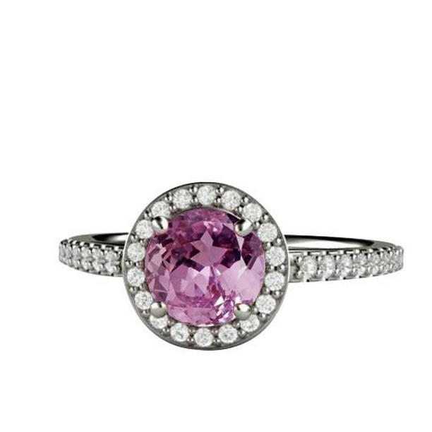 Solitaire with Accent 12.34 CT Kunzite with Diamonds Ring, Gold - Size 6.5