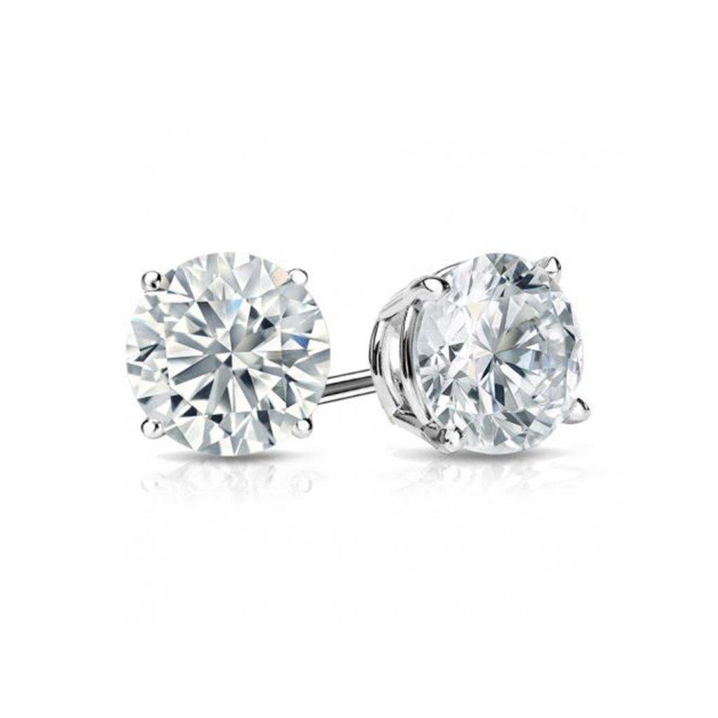 65103 1.60 CT Diamond Gold Solid Stud Earrings, 14K White Gold