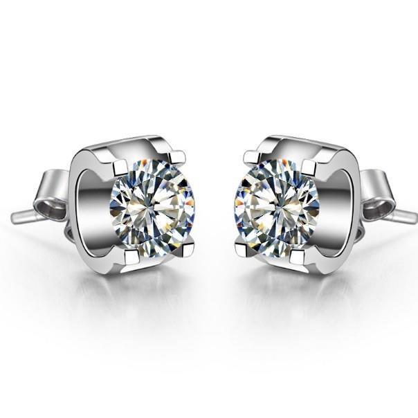 65128 Round Brilliant 1.90 CT White Gold Lady Diamond Stud Earring
