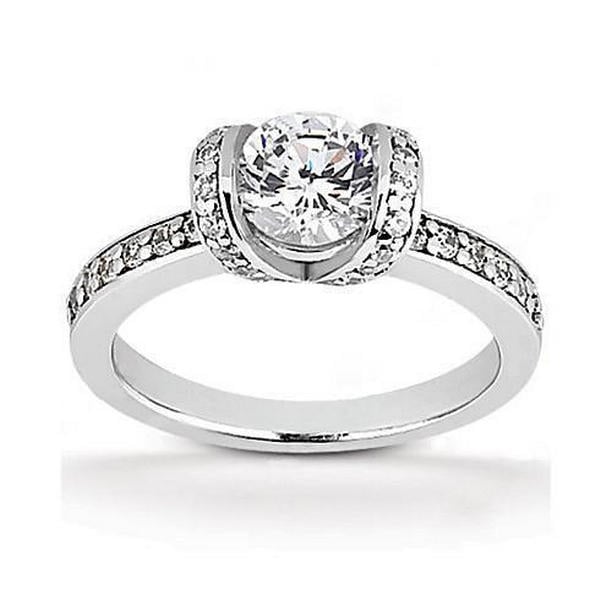 1.41 CT Womens Diamond 18K White Gold Engagement Ring, Size 6.5