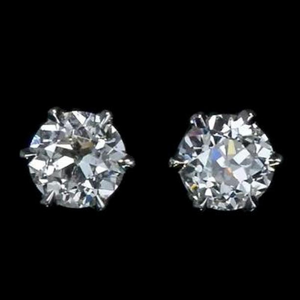 65348 1.25 CT Old Miner Stud Earring, 14K White Gold