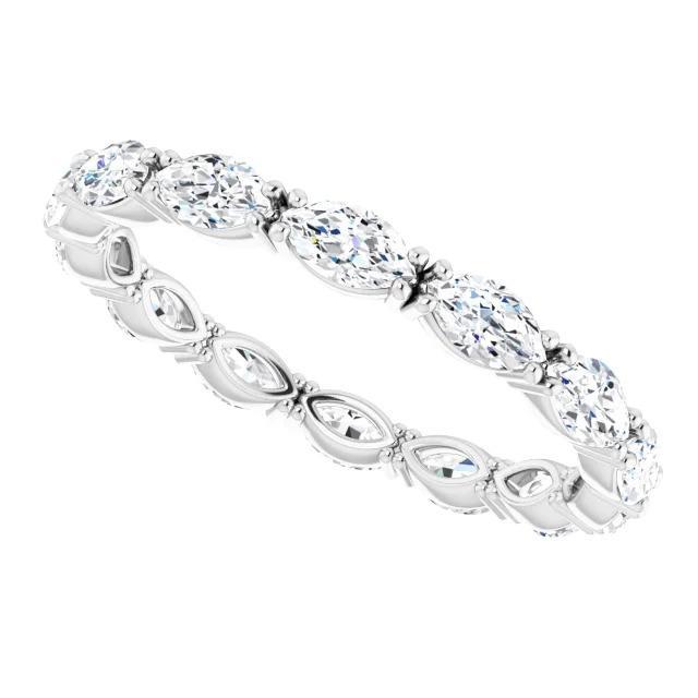 65350 1.40 CT Womens Marquise Cut Diamond Eternity Band, Size 6.5