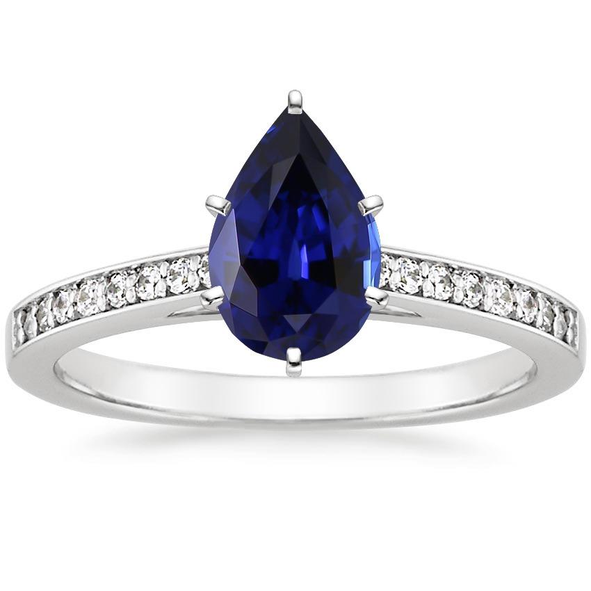 Picture of Harry Chad Enterprises 65940 7.25 CT Solitaire Pear Ceylon Sapphire with Accents Diamond Ring&#44; Size 6.5