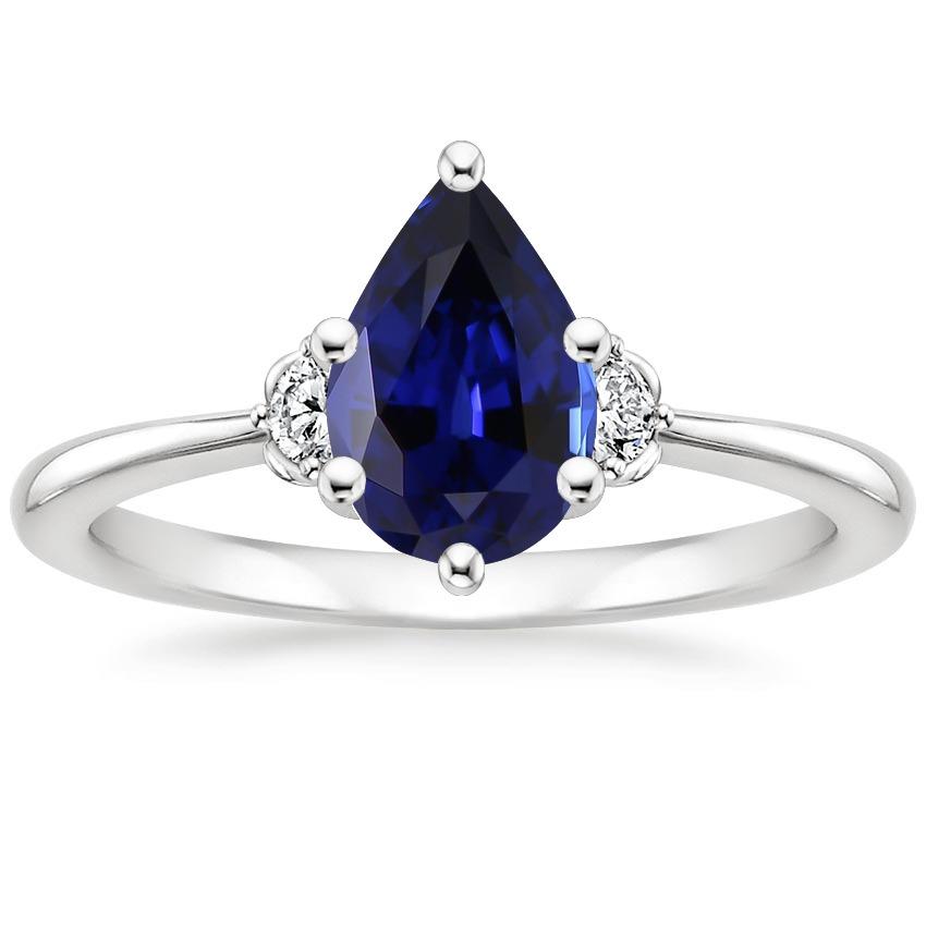 Picture of Harry Chad Enterprises 65944 3 Stone Diamond & Blue 6.75 CT Tapered Shank Sapphire Ring&#44; Gold - Size 6.5