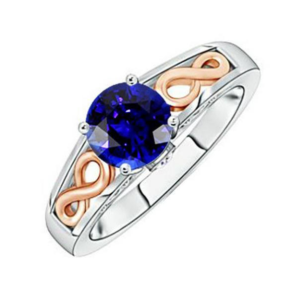 Picture of Harry Chad Enterprises 65951 1.50 CT Two Tone Womens Vintage Style Blue Sapphire Solitaire Ring&#44; Size 6.5