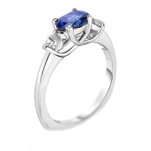 Picture of Harry Chad Enterprises 65957 3 Stone Diamond & Blue 2.25 CT Gold U Prong Setting Sapphire Ring&#44; Size 6.5