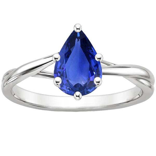 66398 3.50 CT Solitaire Pear Ceylon Sapphire Anniversary Ring, Size 6.5